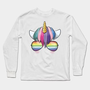 Cute Unicorn with Glasses Long Sleeve T-Shirt